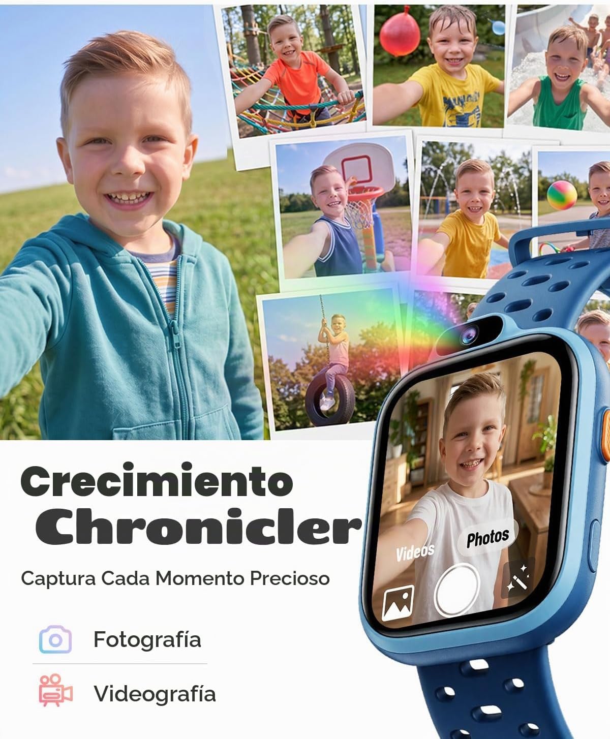 BIGGERFIVE Reloj inteligente para niños, reloj de fitness de 1.8 pies