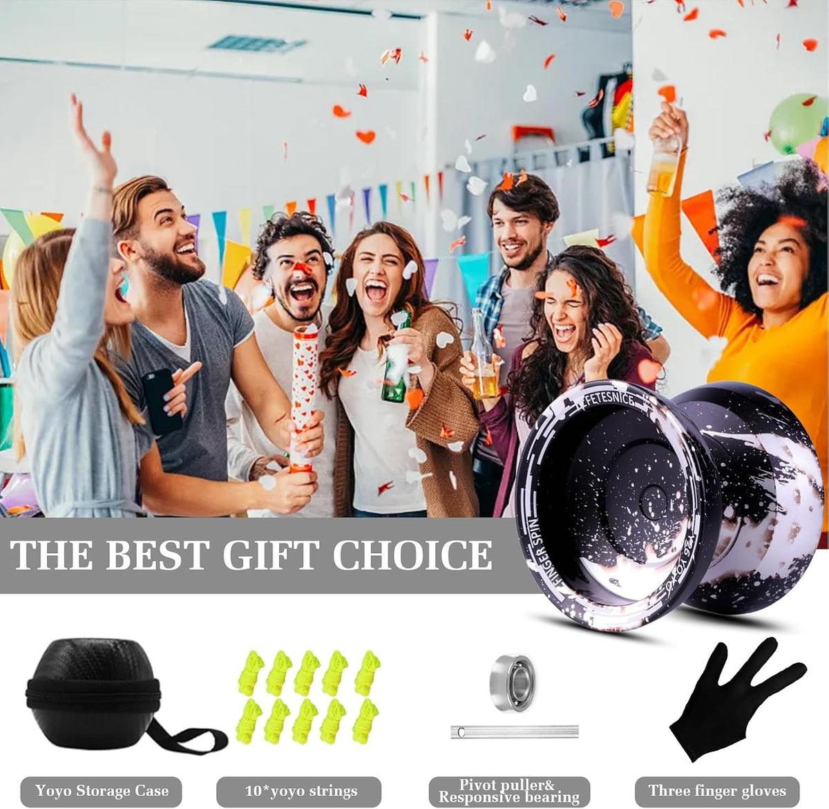 FETESNICE Yoyo profesional Yoyo de mariposa Y26 - Yoyo giratorio de dedo de doble modo receptivo/no responde, para niños, adultos y jugadores de competencia | Yoyo profesional con 10 cuerdas + estuche