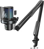 MAONO Micrófono inalámbrico DM40 Pro AI con soporte de brazo de micrófono, cancelación de ruido AI, cambiador de voz AI, toque para silenciar, micrófono de condensador inalámbrico de PC para juegos