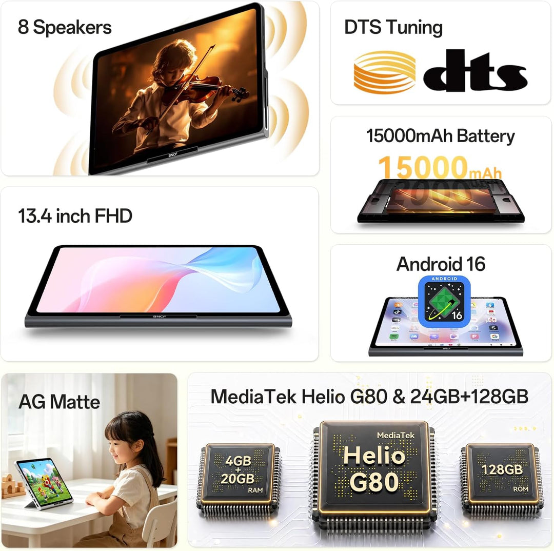 BNCF CinePad 13 Android 16 Tablet, pantalla grande FHD mate de 13,4...