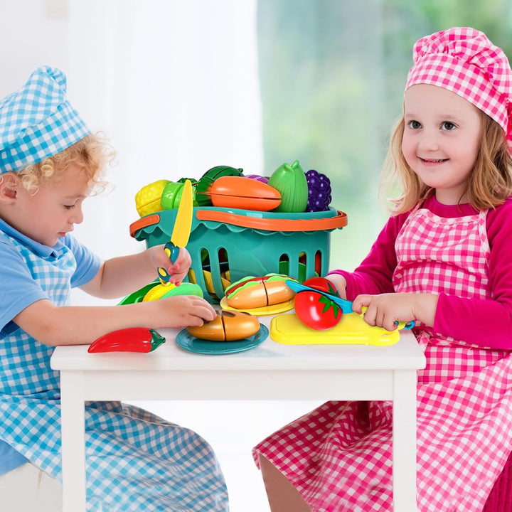 100 PIEZAS Juguetes de Comida para Cortar para Cocina Infantil, Jug...