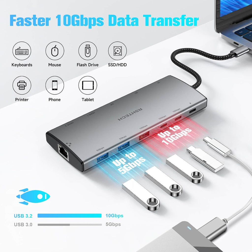 RSHTECH, RSH-T12HD, hub USB