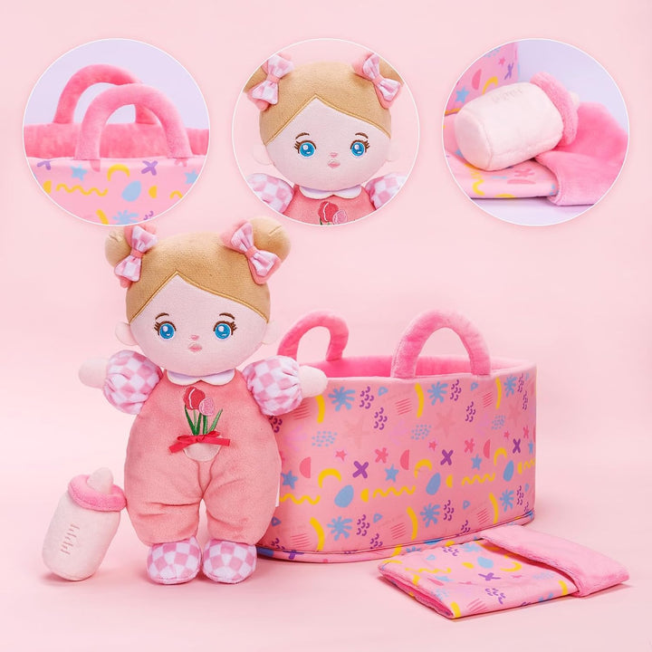 OUOZZZ - Set de regalo de minimuñeca rosa de bebé afelpada de 10 pu...