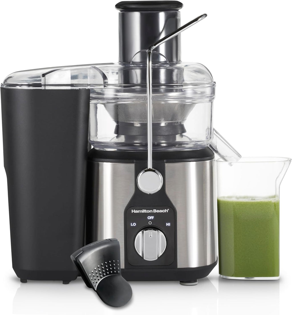 Hamilton Beach Extractor de jugo fácil de limpiar con herramienta de limpieza fácil de barrer, canal de boca grande de 3 pulgadas, R67870 (renovado)
