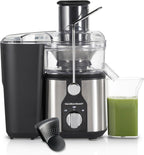 Hamilton Beach Extractor de jugo fácil de limpiar con herramienta de limpieza fácil de barrer, canal de boca grande de 3 pulgadas, R67870 (renovado)