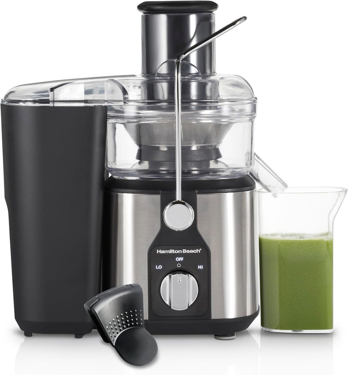 Hamilton Beach Extractor de jugo fácil de limpiar con herramienta de limpieza fácil de barrer, canal de boca grande de 3 pulgadas, R67870 (renovado)