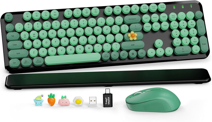 Combo de teclado y mouse inalámbricos - Teclas redondas, teclado re...