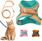 Arnés y correa para gato, a prueba de escape, suave correa ajustable para gato, transpirable, cómodo, fácil de usar, correa fácil de llevar, correa de paseo para gatos pequeños y medianos gatitos para
