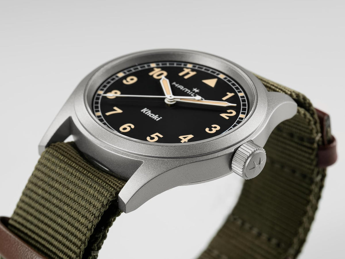 Hamilton Khaki Field Khaki Reloj de cuarzo para hombre, caja de acero
