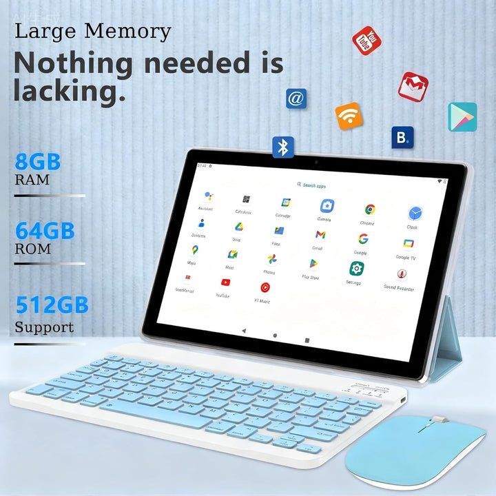 Tablet de 10 Pulgadas Android, Tablet 2 en 1, Incluye Teclado, Rató...
