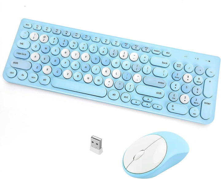 Combo de teclado y mouse inalámbricos, teclado retro de máquina de...
