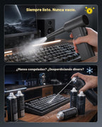 Plumero de aire comprimido 2 en 1 y aspiradora de automóvil recargable inalámbrica, 160000 RPM plumero de aire eléctrico, mini aspiradora de aluminio para PC, computadora, hogar, exteriores y