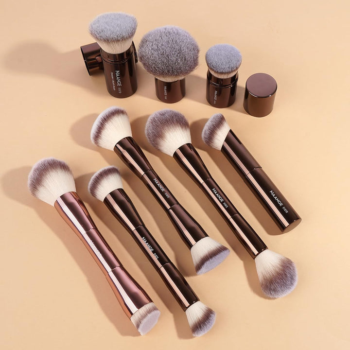 MAANGE 8 brochas de maquillaje con bolsa, pinceles de maquillaje mu...