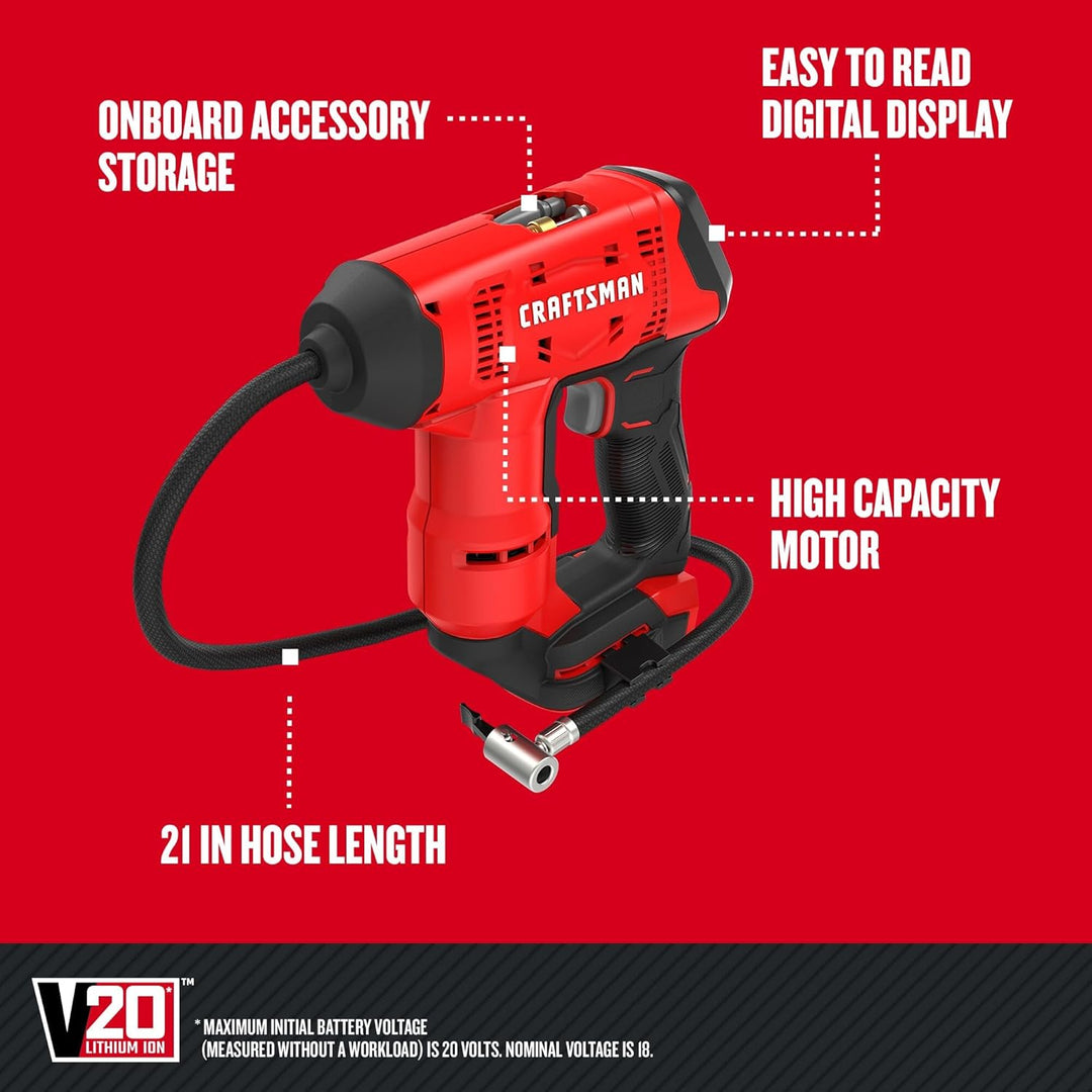 CRAFTSMAN V20 Compresor de Aire Portátil, Inflador de Neumáticos In...