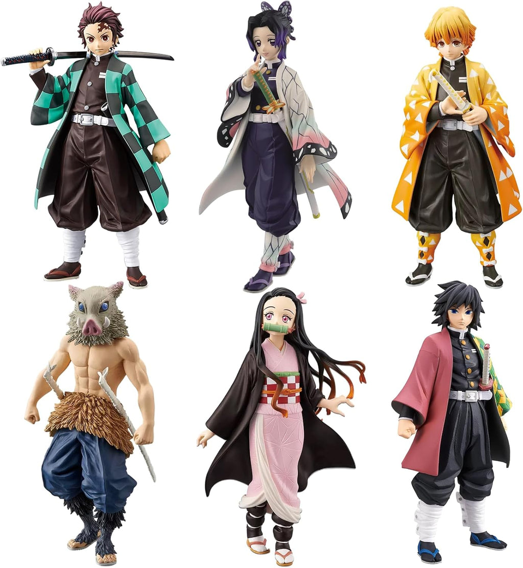 Juego de 6 figuras de anime de demonio, personajes de Slayer para fanáticos del anime y niños (postura de pie)