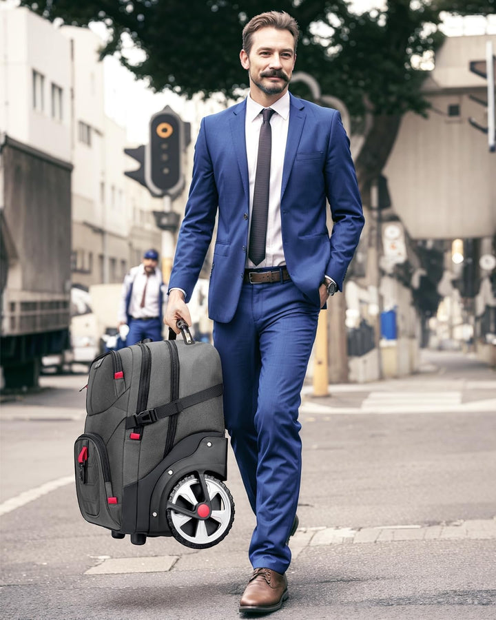 MATEIN Bolsa con ruedas para laptop con ruedas más grandes, espacio...