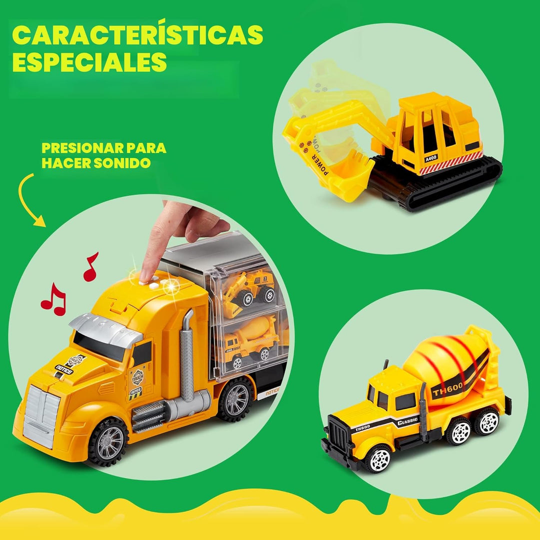 JOYIN Juego de camiones de construcción 25 en 1 para niños, 24 piez...