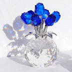 Figura de rosa azul cristal, figura de flor de cristal