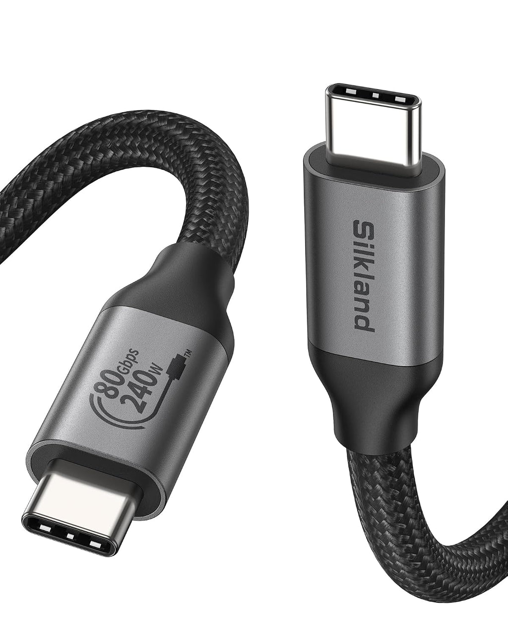 Silkland 80Gbps USB 4 para Thunderbolt 5 Cable 4FT, 120Gbps Bandwidth, 240W
