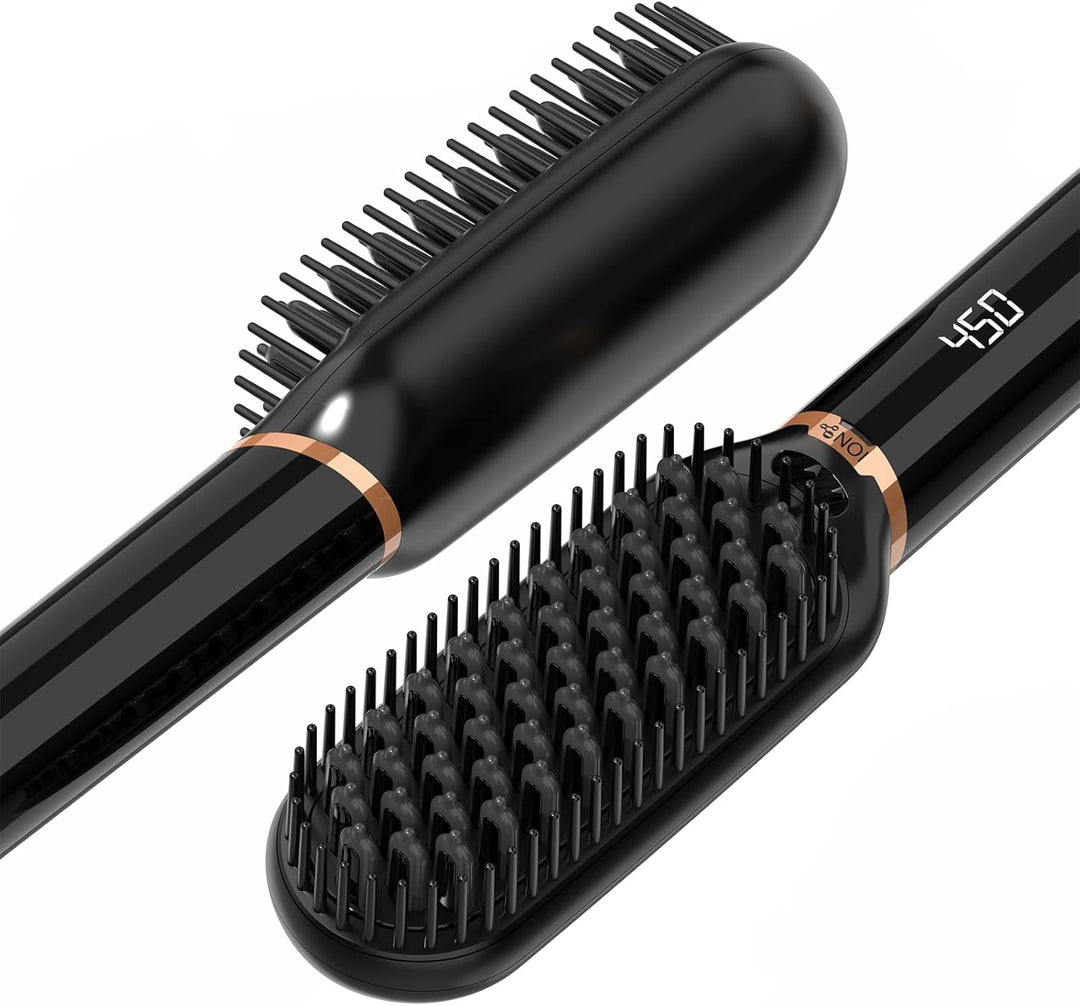 LURA Cepillo alisador de pelo iónico, cepillo alisador de cabello d...