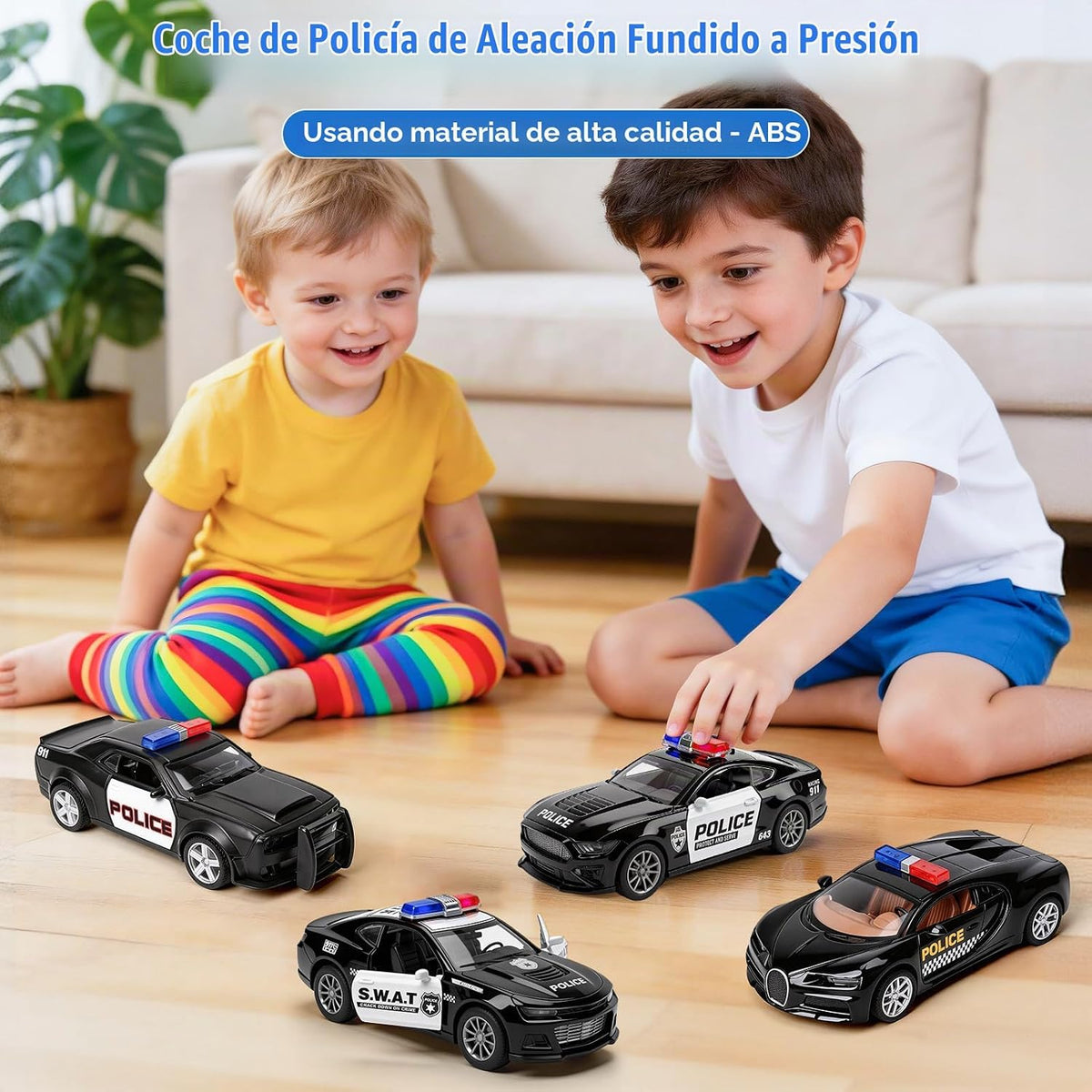 1/36 Juego de juguetes de metal fundido a troquel de policía, paquete de 4