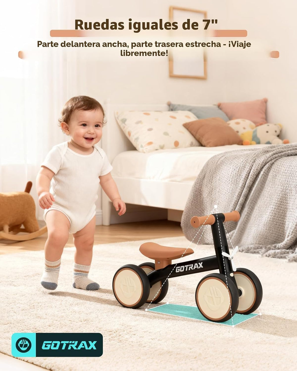 Gotrax Bicicleta de equilibrio para bebé, ruedas silenciosas de 7 pulgadas
