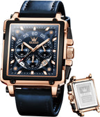 OLEVS Relojes para Hombre Cuadrados de Cuarzo Piel Impresión Fresca Resistente al Agua Moda Casual