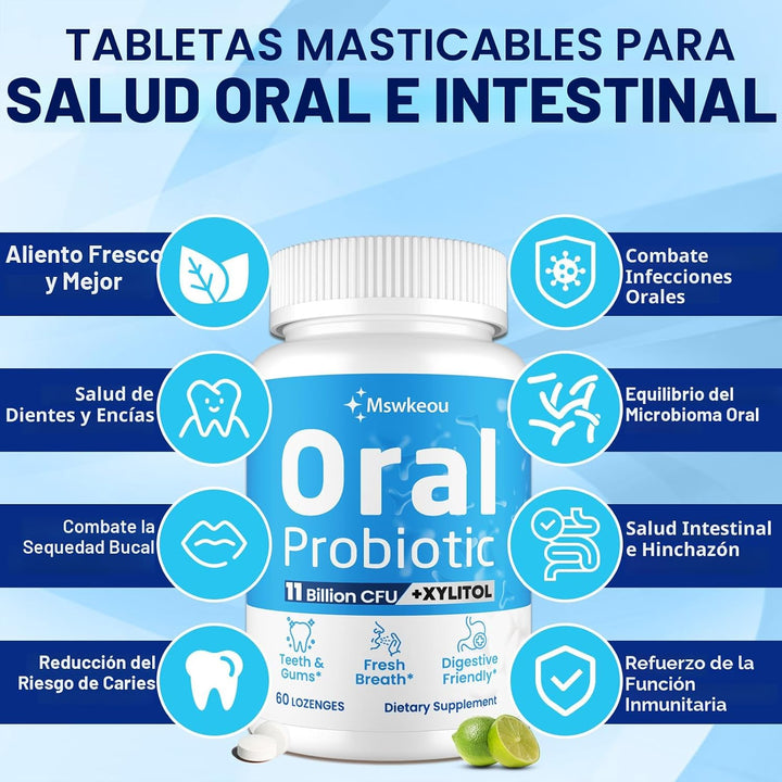 Probióticos orales para el mal aliento bucal para adultos 11 mil mi...