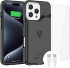 Alpatronix Funda de batería para iPhone 16 Pro, portátil, fuerte, delgada, protectora, extendida, carga rápida de 15 W, alta capacidad con funda de carga inalámbrica (BX16Pro), negro mate