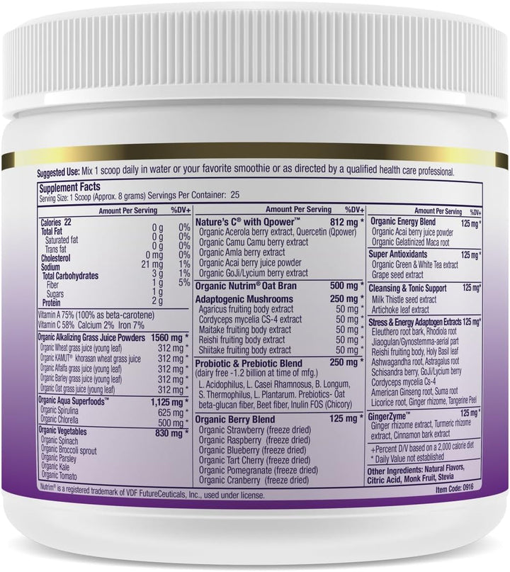 Paradise Herbs ORAC Energy Greens, superalimento en polvo de bayas,...