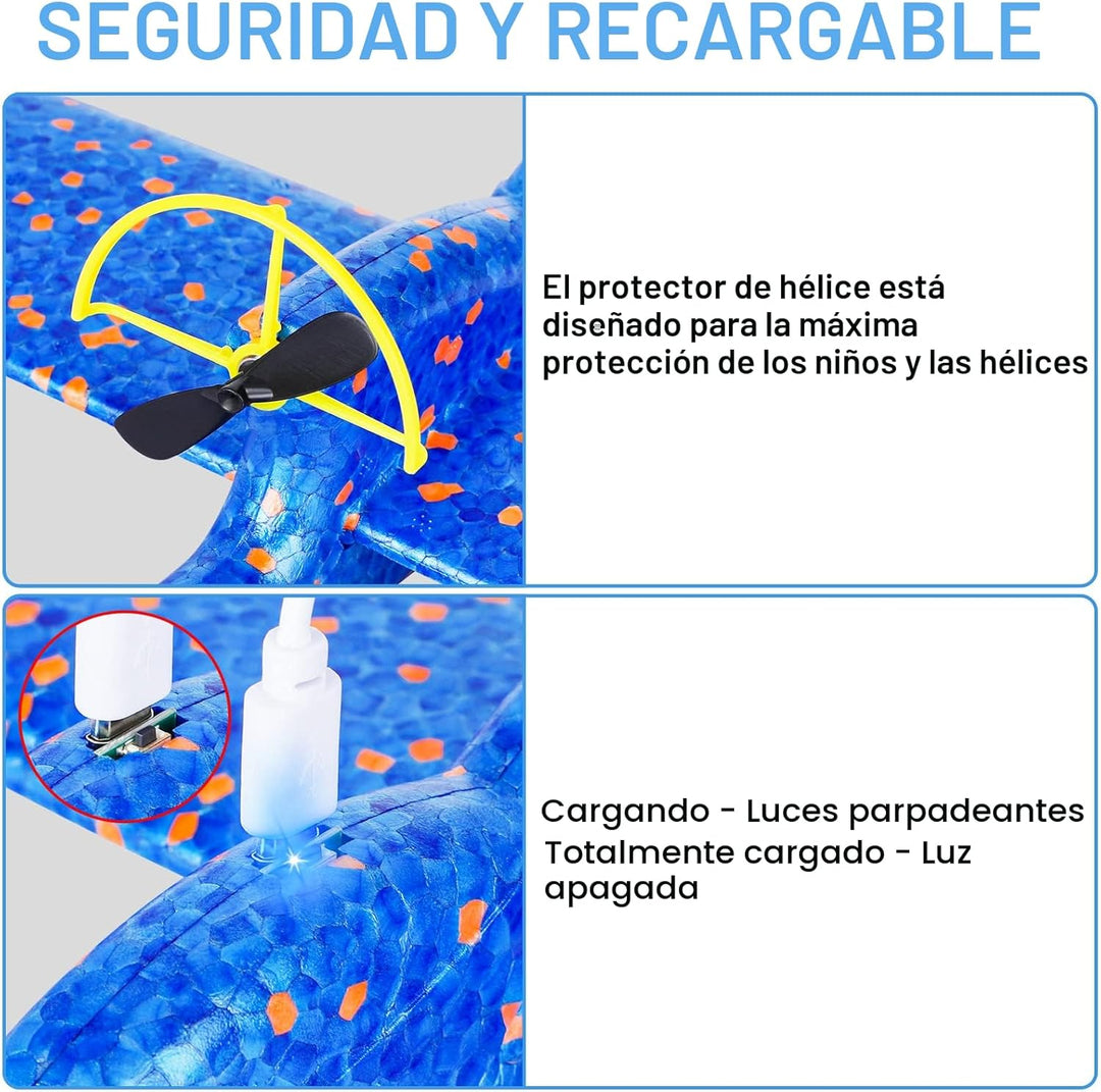 Fuwidvia Juguete de Avión de Espuma Eléctrico, Paquete de 2 LED 15\...