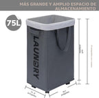 Goodpick Cesta de lavandería de 75L con ruedas y bolsa de lavado extraíble