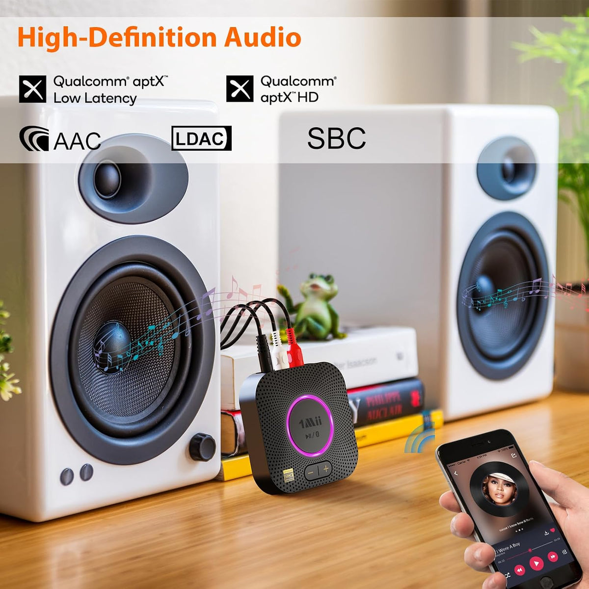 Receptor Bluetooth 1Mii B06S+LDAC para estéreo casero, adaptador de audio inalámbrico