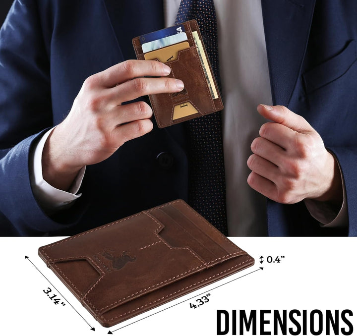 BULL GUARD Billetera de cuero delgada con bloqueo RFID para hombres...
