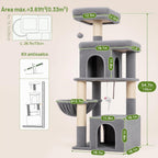 Globlazer Cat Tree Tower 2 Condo Kitten Scratching Post, F54, gris claro