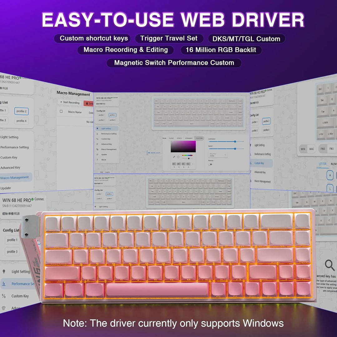 AULA WIN68 HE Teclado mecánico para juegos 60%, interruptor magnéti...