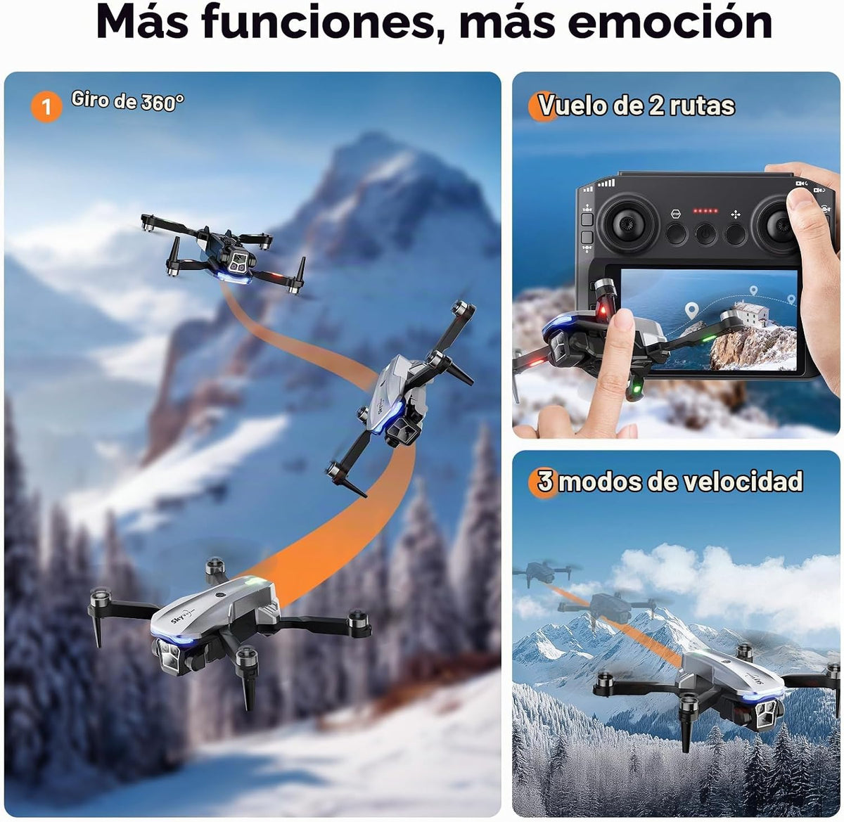 Drone con cámara para adultos, cuadricóptero sin escobillas con pantalla, 2