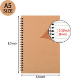 Paquete de 24 cuadernos espiral A5 con cubierta de papel kraft, 5x8 pulgadas, papel con líneas rayadas, para trabajo, bocetos, estudio, toma de notas, regalos, marrón (24 PIEZAS (con líneas))