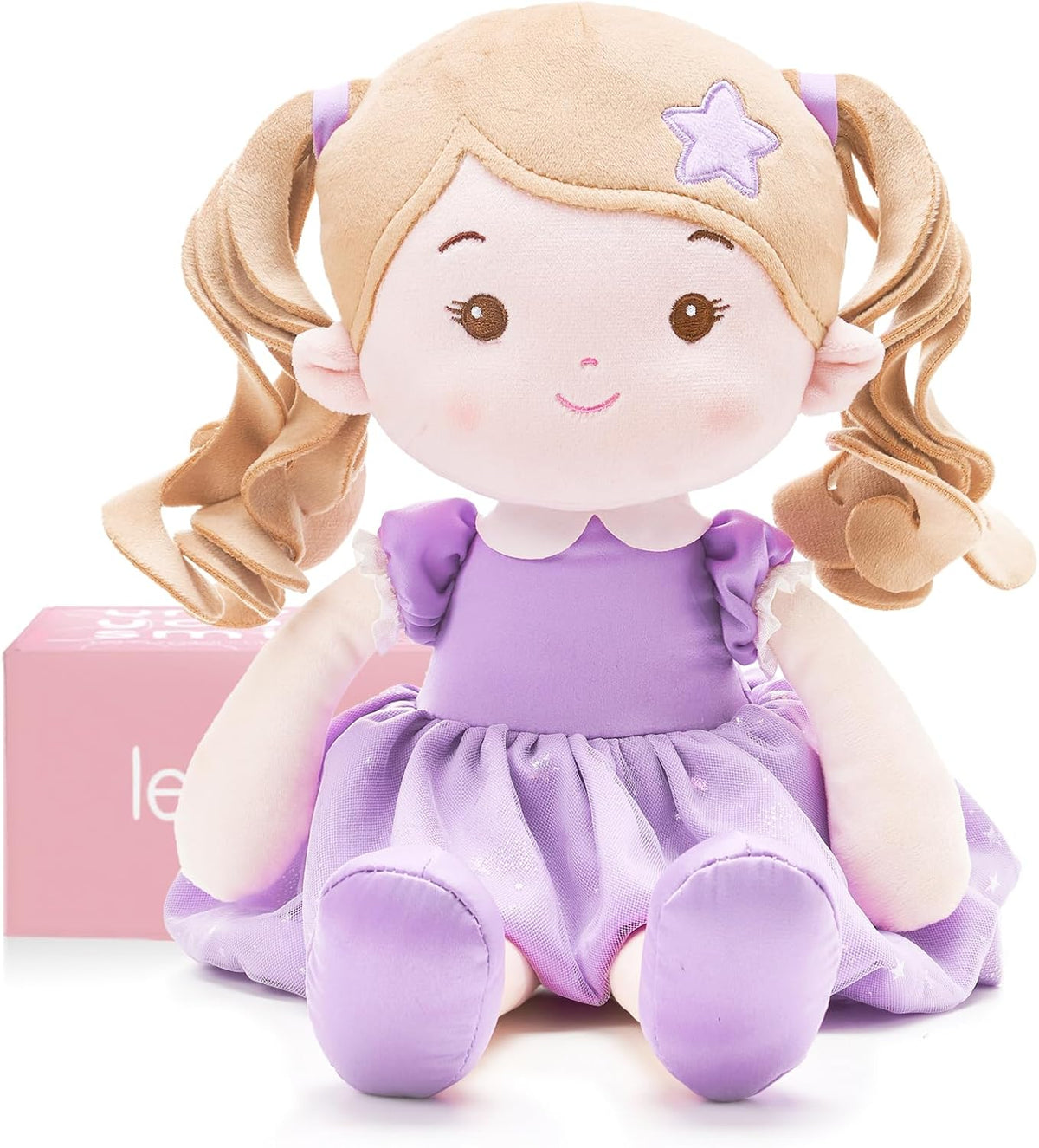 LeyaDoll Muñeca de felpa suave de 16 pulgadas, primera muñeca de trapo, Princesa Starlet-púrpura