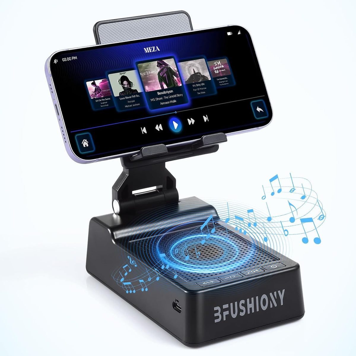 Regalos de cumpleaños para hombres y mujeres, soporte de teléfono 4 en 1 con altavoz Bluetooth, soporte antideslizante de sonido estéreo HD, llamadas manos libres, modo AUX, 1 paquete (negro)