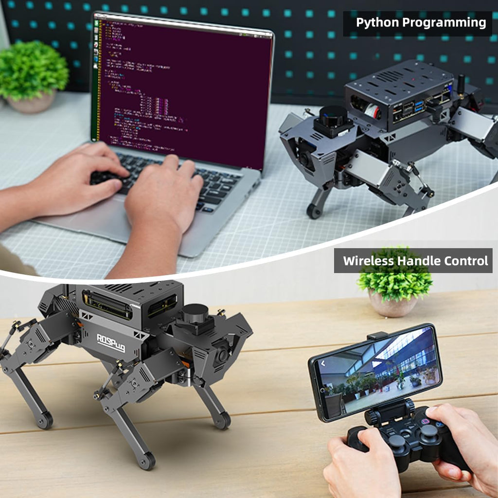 HIWONDER ROSPug Perro robot biónico cuadrúpedo con visión IA impulsado por Jetson Nano ROS de código abierto Python Programación SLAM Mapeo y navegación para adultos