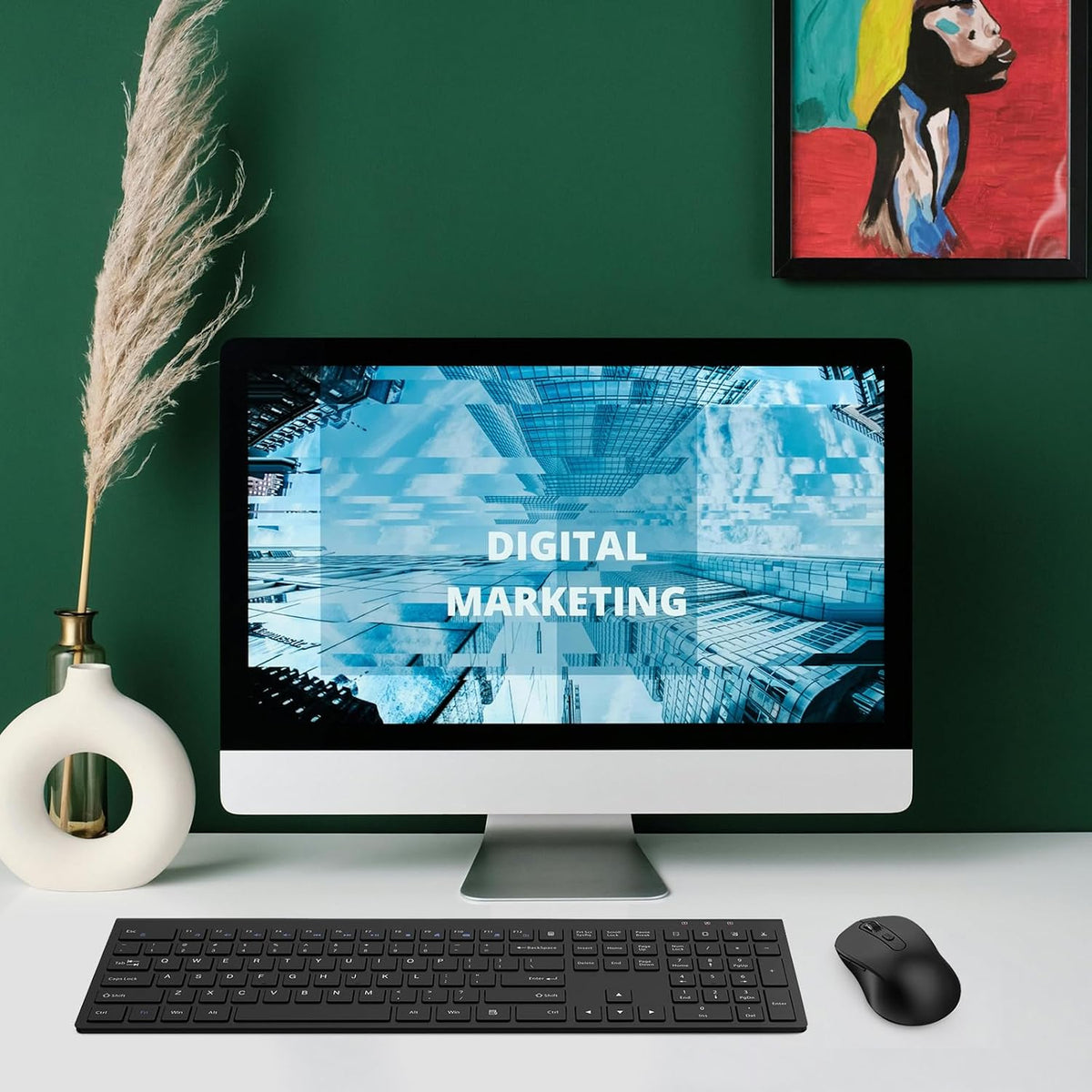 SHUNJINRUN Ultra Thin Ergonómico Silencioso Teclado Teclado Ratón C...