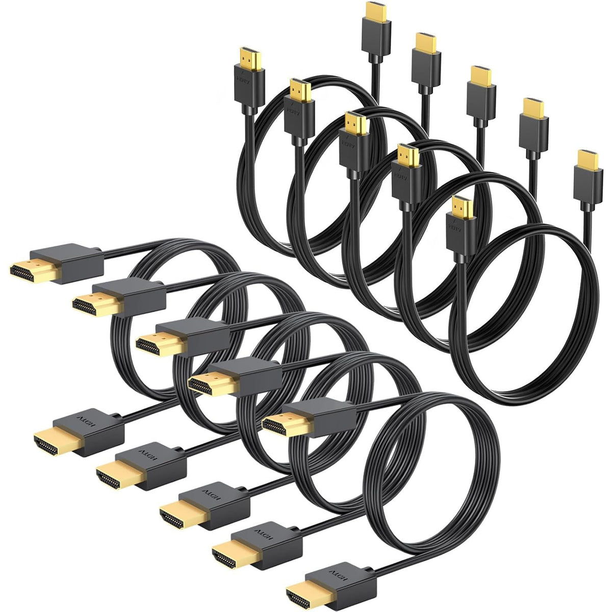 Cable HDMI de 6 pies, paquete de 10, blindado 4K HDMI 2.0 cable CL3