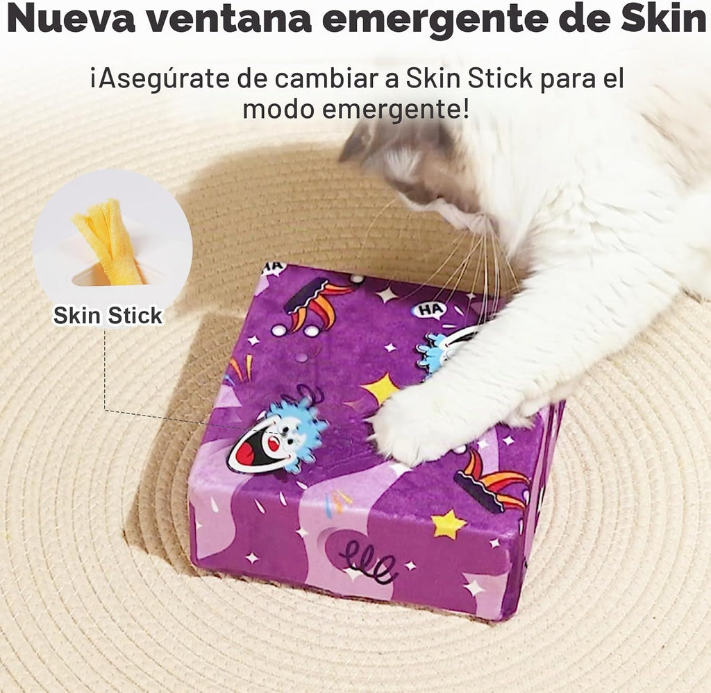 Interactive Cat Toys -Migibox para Indoor Bored Cats, Automatic Pop Out Feathers de 7 Holes Randomly, Motion Activated, USB Rechargeable (Purple Skin)