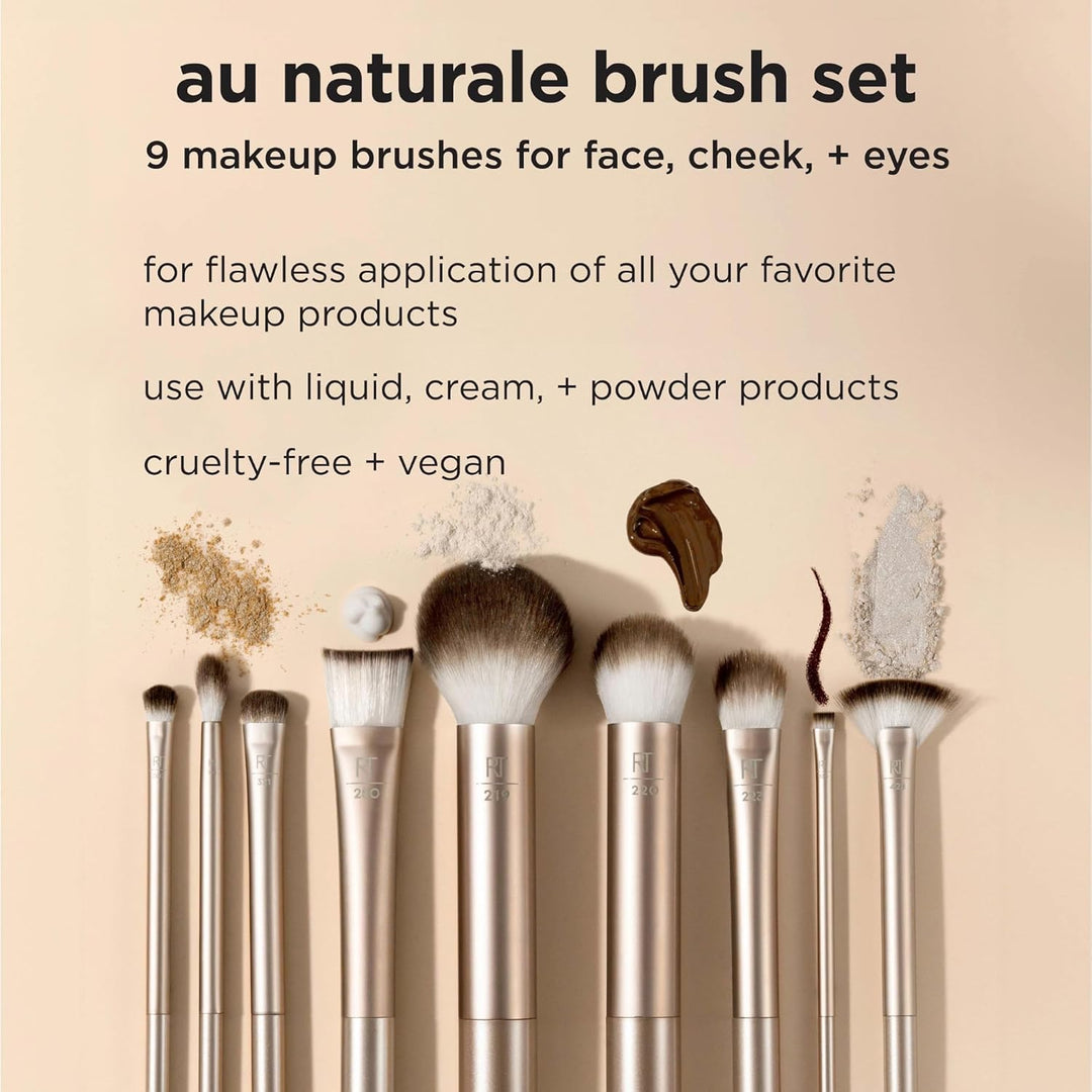 Real Techniques Juego de 9 brochas de maquillaje Au Naturale para s...