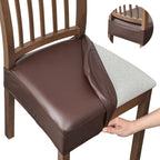 Fundas impermeables para asientos de sillas de comedor, juego de 4, fundas de asiento de cuero PU para sillas de comedor, fundas de asiento extraíbles lavables para sillas, fundas protectoras
