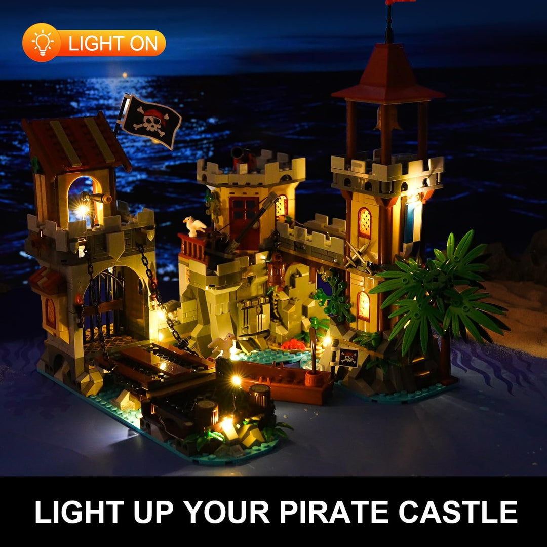 Juego de construcción de castillo pirata con luz 3 modos
