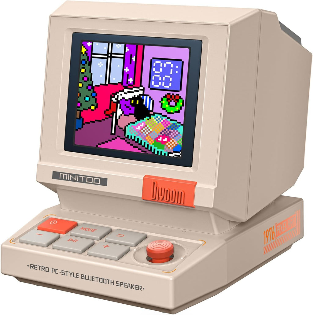 Divoom MiniToo - Altavoz retro para computadora estilo PC, pantalla de