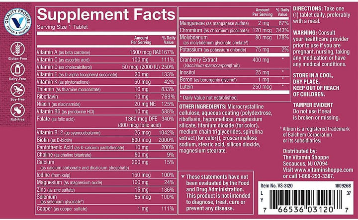 The Vitamin Shoppe Multivitamínico Once Daily para mujer sin hierro...