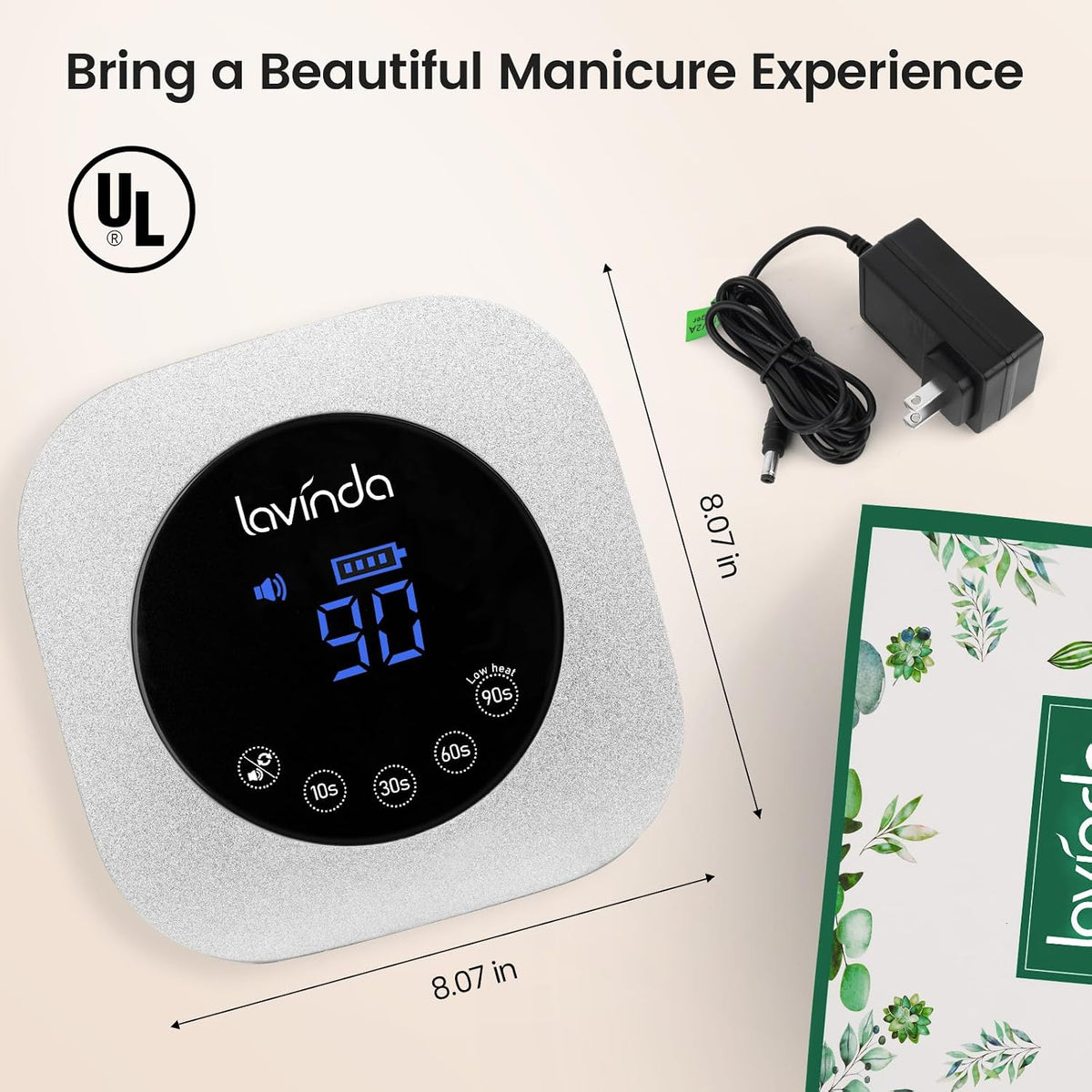 Lavinda Lámpara de uñas LED UV de 54W, secador de uñas inalámbrico...